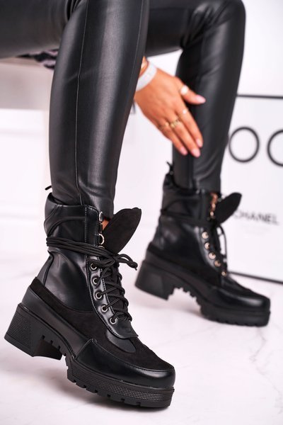 Hohe Damen-Schnürstiefel Schwarz Ridley