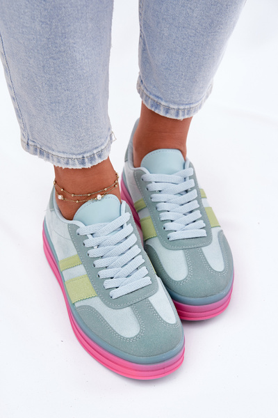 Baskets Basses Sur Plateforme Bleues Ovivene