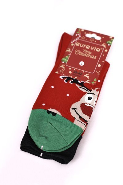 Chaussettes de Noël en coton pour hommes Rouge/Vert Ho-Ho-Ho