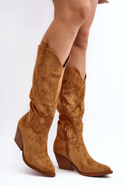 Damen-Cowboy-Stiefel mit hohen Absätzen in Camel Oppore