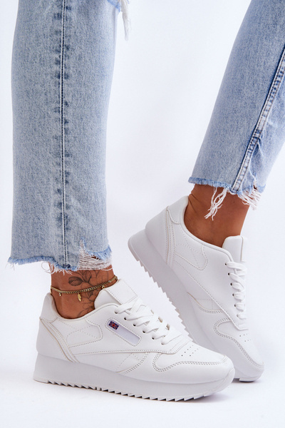 Leder-Schnür-Plateau-Sportschuhe Weiss Merida