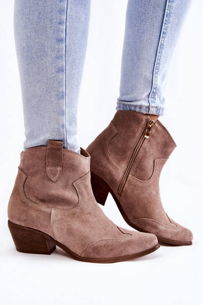 Damen Stiefeletten Spitz Lewski Schuhe 3236 Cappucino