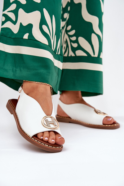 Sandales Plates Élégantes Avec Décoration Blanches Iseliria
