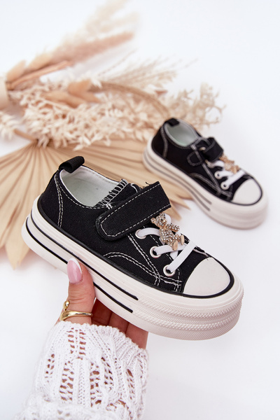 Baskets Filles Avec Clip Doré Ours Noir Solena