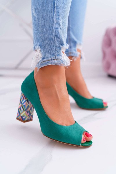 Escarpins Sergio Leone Uncovered Toe PB133 Green Fans Pump pour femmes