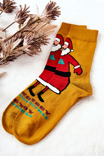 Chaussettes Homme Père Noël Jaune