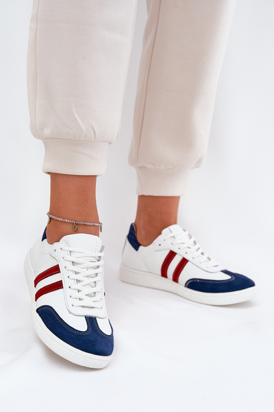 Zazoo N1068 Baskets Basses Cuir Femme Blanc-Marin