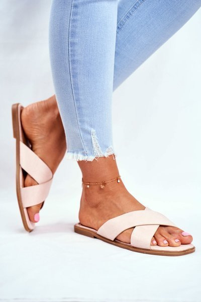 Women's Slides With Cross Straps Beige Philippines