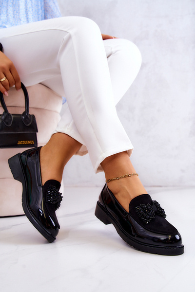 Mocassins Vernis Élégants Noirs S.Barski HY51-318 Belize
