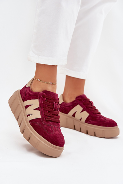 Adidași Din Suede Pentru Femei Pe Platformă Vinceza 79561 Burgundă