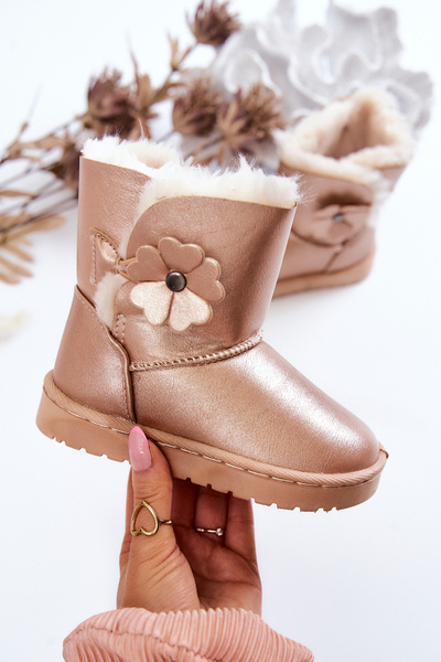 Kinderschneehandschuhe mit Blume Gold Bianca