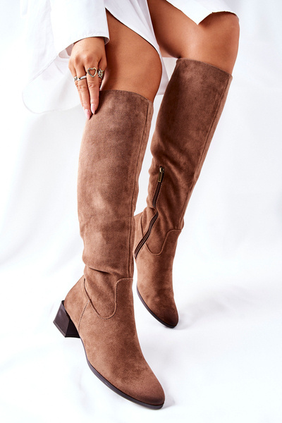 Women's High Boots On Heel Beige Bolea