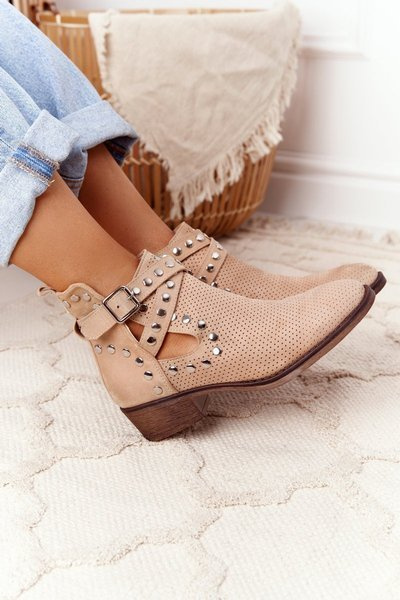 Openwork Boots With Jets Beige Dakota