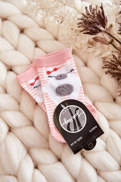 Chaussettes Rayées Enfant Avec Ours En Peluche Rose