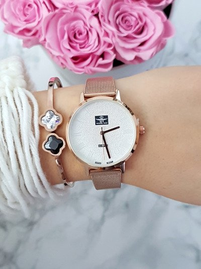 Women's Watch Michael John Elis Pink Gold / White Dial