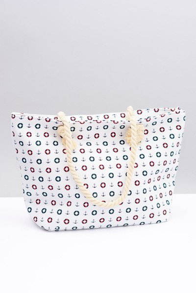 Grand sac à main de plage bleu marine femme de coloris blanc