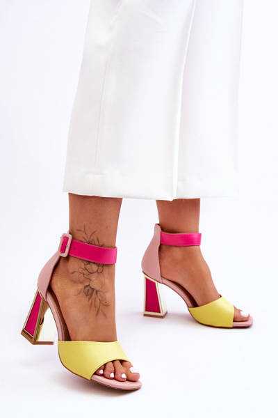 Elegante High-Heel-Sandalen in Pink Gelb Sorel