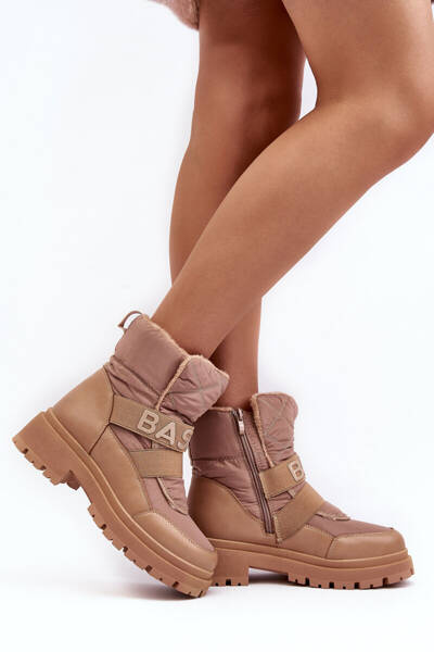 Bottes De Neige Zippées Femme Isolées Beige Zeva