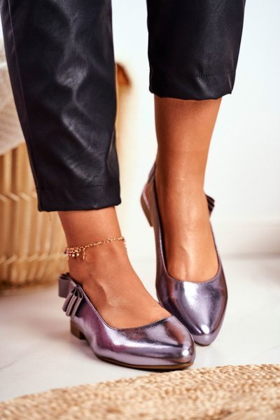 Ballerinas pentru femei Sergio Leone Silver Metallic BL615 Lilon
