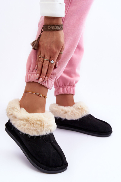 Chaussons Femme Avec Fourrure Noir Lanoze