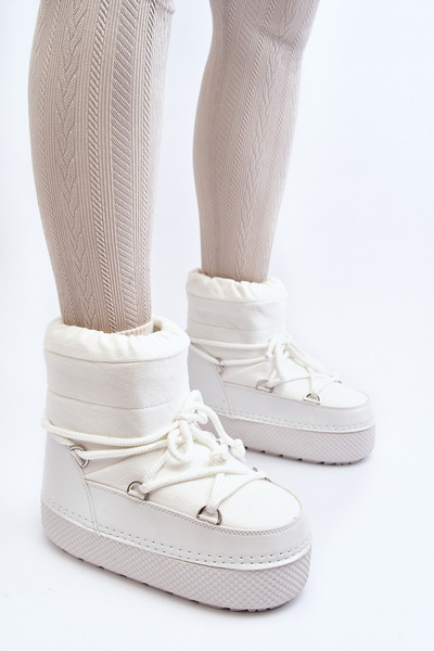 Bottes de neige blanches pour femmes avec laçage Toolsa