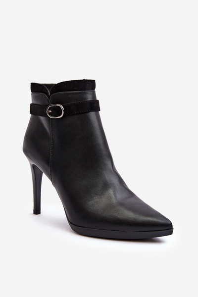 Bottes à talons pour femmes avec boucle et rembourrées noires Aesha