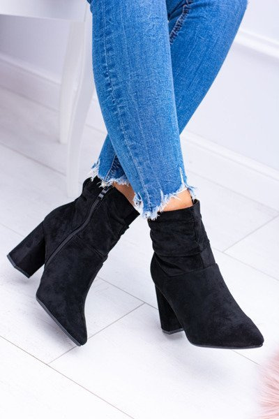 Schwarze Bresci-Stiefel aus Wildleder mit hohem Stiletto