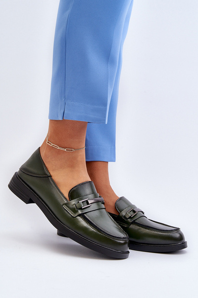 Mocassins En Cuir Pour Femme Vert Foncé Nurea