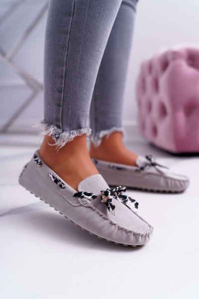 Mokassins pentru femei lu boo confortabil gri plummy