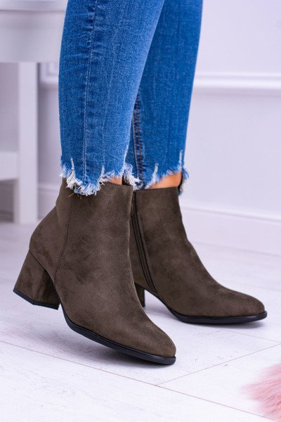 Cizme de stiletto pentru femei din piele de căprioară kaki ferime