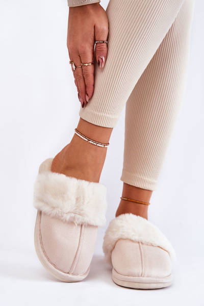 Chaussons Femme Lisse Avec Fourrure Beige clair Morisea