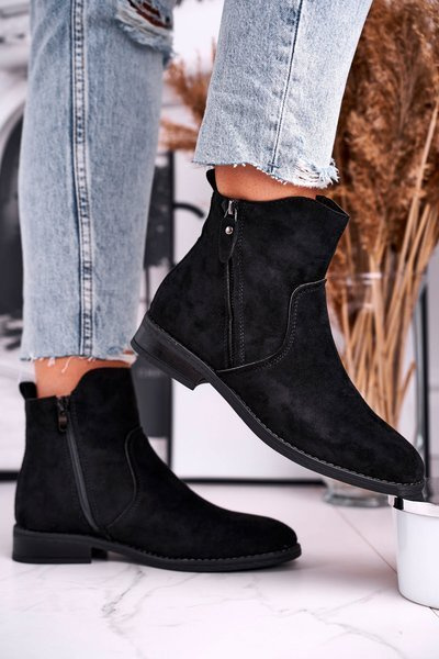 Cowboystiefel mit flachem Absatz für Frauen Schwarz Plemmi