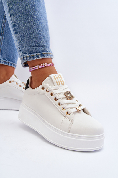 Baskets plateforme pour femme à ornements blancs Herbisa