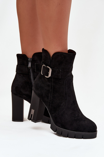 Boots à talon pour femmes avec boucle doublées noires Selisse