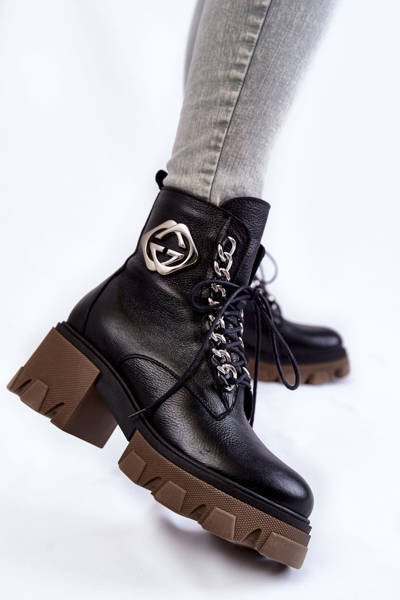 Bottes chaudes en cuir avec fermeture éclair Raynes noires