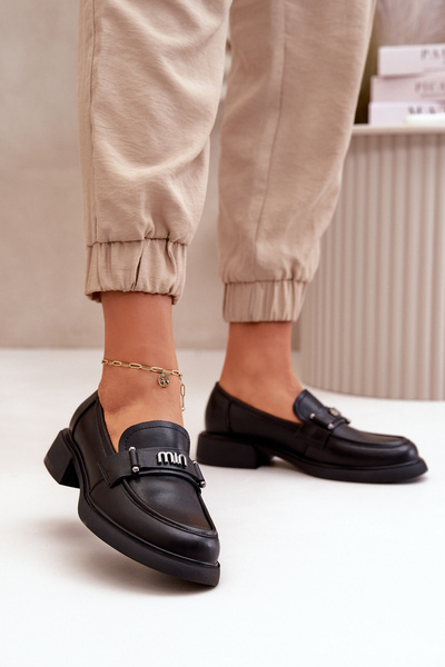 Mocassins élégants pour femmes en cuir naturel noir Vinceza 91114