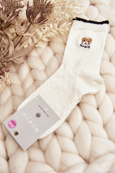 Chaussettes femme à motifs avec ours blanc