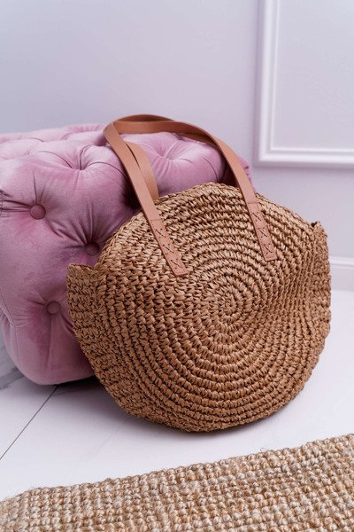 Geflochtene Handtasche für Frauen 100% Papier Luna Camel