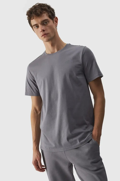 Tricou Bărbați Simplu Cu Logo 4F Gri 4FWMM00TTSHM1843-25S