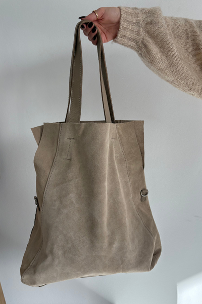 Sac shopper en nubuck Beige clair Miraya
