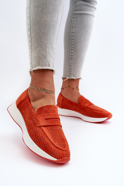 Mocassins à plateforme pour femmes en suède écologique orange Inesqua