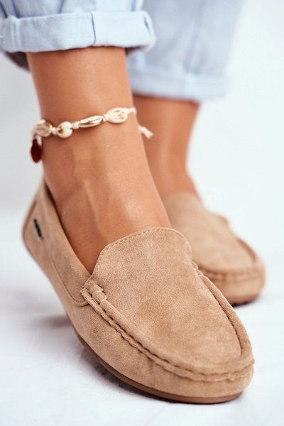 Mocassins Morreno en daim beige pour femme