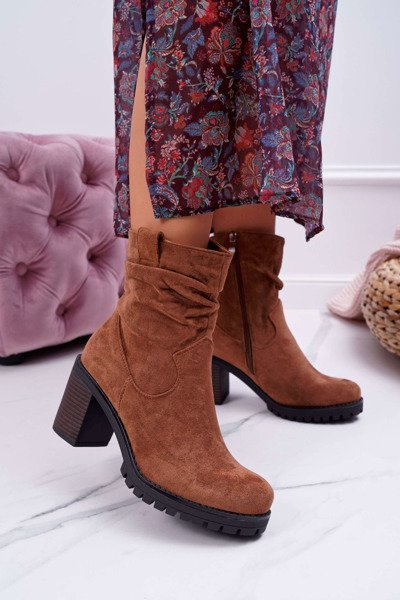 Női tűsarkú csizma Camel Suede Celma