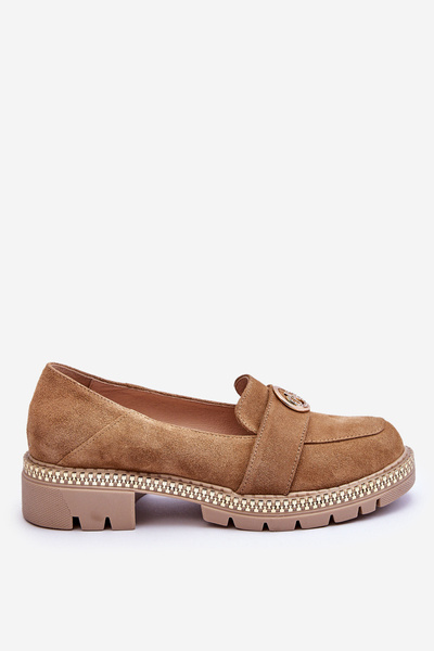 Loagă elegante din piele de căprioară Dark Beige Laverne