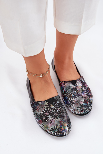 Ballerines En Cuir Avec Motif Maciejka T1930-39 Noires