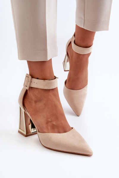 Beige Wildlederpumps mit Stiletto-Absatz Lodho
