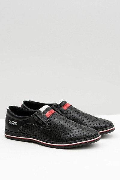 Herren Leder Slip-on Schwarz Mello Hole Schuhe