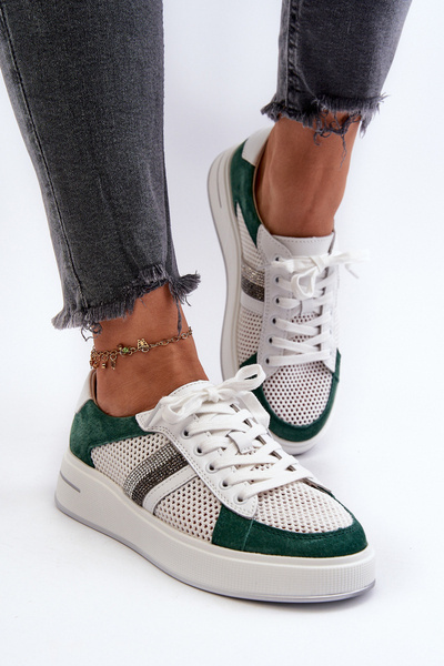Baskets en Cuir Femme D&A LR110 Vert-Blanc