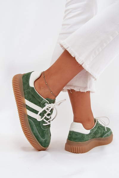Baskets En Velours Pour Femmes Sur Plateforme Vert Marisae