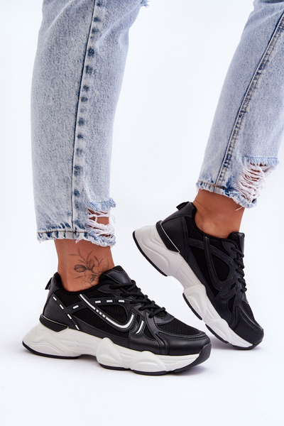 Damen Sport Sneakers Schwarz Feluci